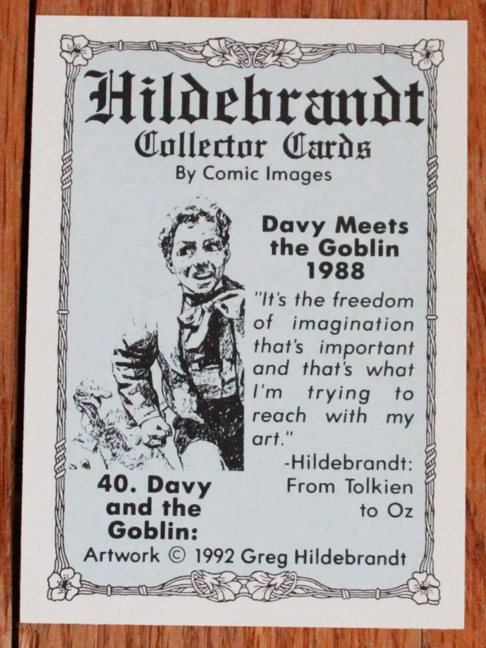 Vintage Greg Hilderbrandt (w/ Comic Images) 1992 Trading Card